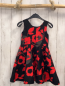 Preview: Miss CG Kleid  Gr. 104  schwarz rote Blumen mit grauem Rand 