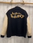 Preview: hbh Jacke Gr. XL  schwarz wolloptik beige leoderoptik Ärmel beige Plüsch"H" 