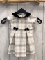 Preview: Cupcakes & Cashmere  Kleid  Gr. 68  weiß schwarz beige kariert schwarzer Nickykragen + schwarze Nickyschleifen 