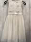 Preview: neu Happy Girls  Kleid  Gr. 128  weiß zweilagig Blumenstickerei Tüllüberrck 