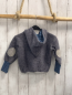 Preview:  Wolljacke  Gr. 104  grau Schurwolle Kapuze blau hellblau gestreifter Bund + Futter 