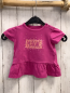 Preview:   T-Shirt Gr. 74  pink Schrift mit beige hellroten Glitzerpunkten 
