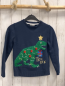 Preview: H&M  Pullover  Gr. 134/140  blau Strick Glitzerdino mit Weihnachtsschmuck