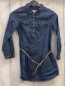 Preview: Okaidi  Kleid  Gr. 116  blau Jeans mit  braunem geflochtenen Gürtel 