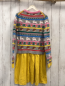 Preview: Mini Boden  Kleid  Gr. 140  grau bunte Streifen Strick mit Tieren Pilzen und Blumen gelber Rock