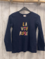 Preview: Tape à l´ oeil  Langarmshirt  Gr. 140  blau bunte Schrift mit golden Glitzer 