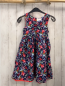 Preview:  Wendekleid  Gr. 140  blau bunter Druck / rot blaue Punkte 