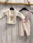 Preview: 2tlg Orsolio  Pullover + Latzhose  Gr. 56  weiß Bär + Hase + weiß rosa gemustert Nicky 