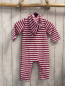 Preview: Petit Bateau  Overall  Gr. 80  pnnk weiße Streifen Frottee  Kapuze 