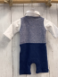 Preview: Orsolino  Overall  Gr. 50  weiß blau + blau grau melierte Weste + Fliege 