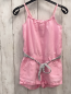 Preview: H&M  Playsuit Gr. 128  rosa Punkte + grau weiß gestreifter Gürtel 