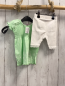 Preview: 2tlg  Kleid + Leggings Gr. 74  grün weiße Streifen Schmetterlinge + weiß