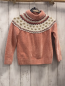 Preview:   Pullover  Gr. 116  lachs + weiß mit lachs rot goldenem Muster Strick 