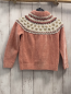 Preview:   Pullover  Gr. 116  lachs + weiß mit lachs rot goldenem Muster Strick 