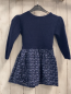 Preview:   Kleid  Gr. 92  blaues Strickoberteil blauer Rock mit hellblau weiißen Blumen + Schmetterlingen 