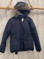 Preview: S´Oliver Winterjacke Gr. 140  blau warm gefüttert abtrennbarer Fellbund an der Kapuze