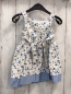 Preview: Blueberri  Kleid  Gr. 86  weiß blaue Blumen + hellblau weiß karierte Schleife + Bund 