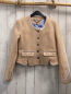 Preview: Amisu  Trachtenjacke  Gr. 38  beige + hellblau rosa gestickte Blumen + weiße Borte 