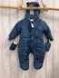 Preview: 2tlg  Winteroverall mit Handschuhen  Gr. 74  petrol bunte Punkte + Sterne 