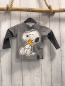 Preview: H&M Langarmshirt Gr. 74  grau + grau schwarz gestreifte Ärmel Snoopy