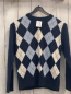 Preview: H&M  Pullover  Gr. 122/128  blau + hellblau weiß pflaume Rauten Strick 