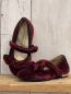 Preview: neu Burberry  Schuhe   Gr. 23  weinrot Samt Schleife schwarzer Bund goldene Sohle 