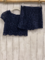 Preview: 2tlg Monsoon  Sommerbluse + Shorts  Gr. 122/128  blau zweilagig Blumenstickerei 