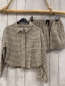 Preview: 2tlg zara  Bluse + Rock Gr. 140  beige grau schwarz kariert schwarze Kordel 