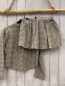 Preview: 2tlg zara  Bluse + Rock Gr. 140  beige grau schwarz kariert schwarze Kordel 