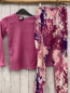 Preview: neu 2tlg  Pullover + Jogginghose  Gr. 134/140  rosa Plüsch Schrift + weiß rosa lila gemustert 