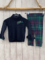 Preview: 2tlg Janie et Jack  Pullover + Jeggings  Gr. 98  blau Strick Rolli karierte Schleife + grün lila grau rot gelb mint kariert 