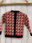 Preview: Marnie  Pullover  Gr. 110  altrosa rot weiß schwarze Quadrate mit Striefen schwarzer Bund Strick 100 % Wolle 
