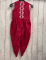 Preview: Kleid  Gr. 110  pink weiße Stickerei mit Knöpfen + Pailetten orange Bund 