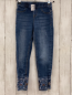 Preview: Desigual  Jeggings  Gr. 122/128  blau Jeans am Saum Stickerei + blaue Steine orange Nähte 