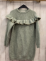Preview: H&M  Kleid  Gr. 122/128  mint Strick Rüschen mit goldenem Glitzerrand 