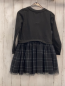 Preview: Jilian´s Closet  Kleid  Gr. 128  schwarzes Oberteil mit weißem Eifelturm Schrift mit Glitzer Herzen aus Pailetten 3 lagiger Rock mit schwarz hellgrau kariertem Tüll 