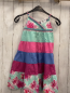 Preview: Monsoon  Kleid  Gr. 128  mint pink blau koralle Streifen Blumen Borte mit Zackenstreifen 