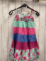 Preview: Monsoon  Kleid  Gr. 128  mint pink blau koralle Streifen Blumen Borte mit Zackenstreifen 