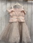 Preview: Monna Lisa  Kleid  Gr. 122  rosa Oberteil mit Schulterband silber Blumenstickerei Tüllüberrock mit silber Blume Unterrock 