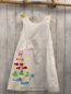 Preview: Claire  Kleid  Gr. 134/140  weiß bunte Fische Träger mit gelb weiß karierten Schleifen 