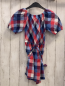 Preview: Mayoral  Kleid  Gr. 122  blau hellblau grau rot weiß kariert mit Gürtelband 