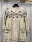 Preview: Tartine et Chocolat  Kleid  Gr. 116  beige schwarze Karos + Stickerei mit Rauten und Blumen 
