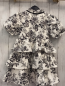 Preview: Janie & Jack  Kleid  Gr. 116  weiß schwarze Blumen schwarzes Samtband mit Schleife am Halsausschnitt 
