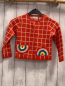 Preview: Next  Strickjacke  Gr. 98  rot weiß kariert bunte Häkelbögen 