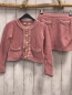 Preview: 2tlg Angel´s Face  Strickjacke + Rock  Gr. 116/122  rosa grobmaschig + Rüschen mit silber Steinen goldene Knöpfe 