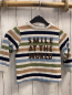 Preview:   Langarmshirt  Gr. 92  hellgrau beige blau hellblau oliv Streifen braune Schrift 