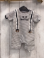 Preview: Dirkje  Playsuit  Gr. 62  weiß schwarze Streifen weiß schwarze Hosentrger 