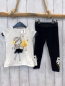 Preview: 2tlg  T-Shirt + Leggings  Gr. 98  weiß Mädchen mit schwarzem Rock Blumen + Bienen mit Glitzer+ schwarz mit Blumen  