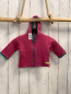 Preview: loud & proud  Strickjacke  Gr. 68  himbeere Rippen Kapuze grüner Bund 