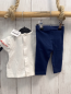 Preview: 2tlg Mayoral  T-Shirt + Leggings  Gr. 50  weiß blaue Streifen Schleife + blau 